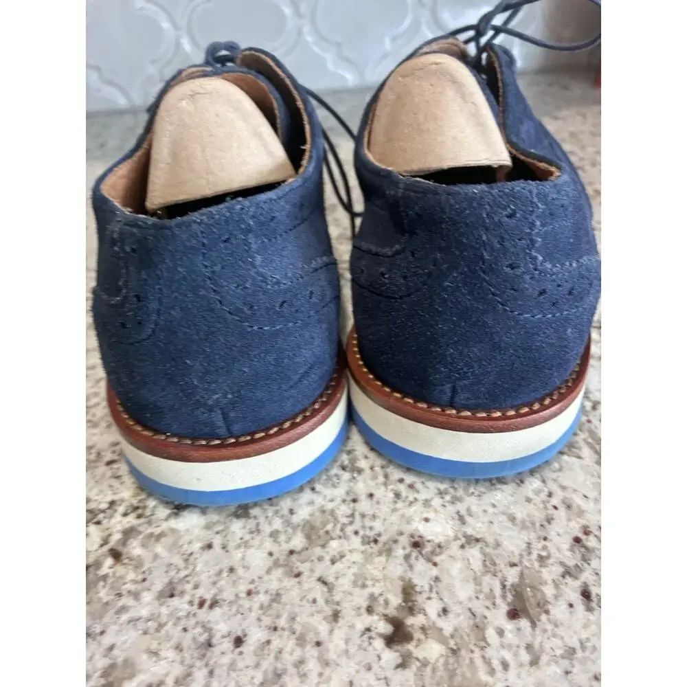 Vintage Polo Ralph Lauren Blue Suede Leather Oxford Casual Shoes 8D JOHNSLY